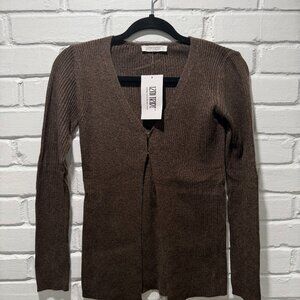 Tusk Mocha Open Front Longline Knit Sweater